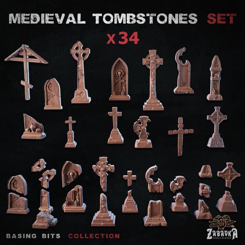 Medieval Tombstones - Basing Bits