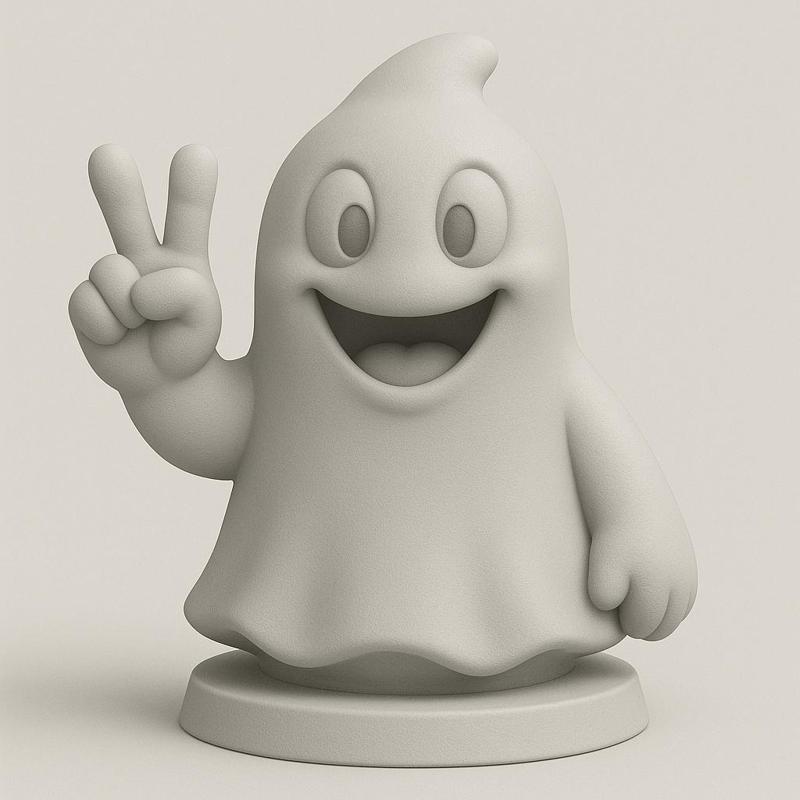 Cute Ghost Peace Sign STL – Cartoon Halloween 3D Print Model – Spooky Fun Decoration