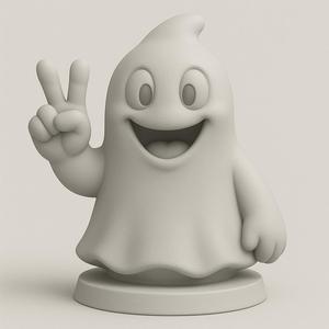 Cute Ghost Peace Sign STL – Cartoon Halloween 3D Print Model – Spooky Fun Decoration