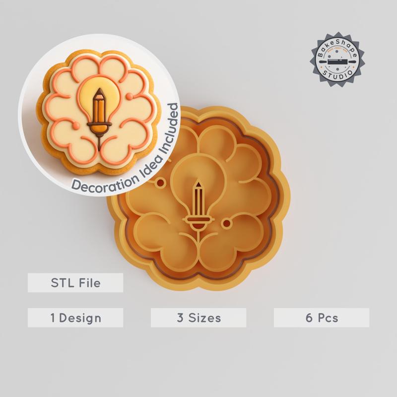 Creative Brain Cookie Cutter & Stamp, Imaginative Mind Set, Perfect for Fondant, 6 Pc, 3 Sizes S/M/L