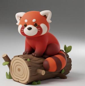 Cute Red Panda on a Log