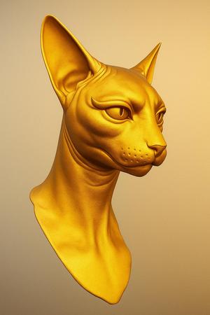 💡(free 10hs)💡Golden Sphinx Cat Bust - Exclusive 3D Model