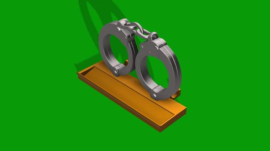 Handcuffs business card and pen holder