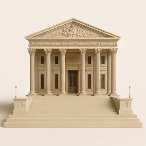 Neoclassical Grand Hall – Corinthian Columns & Pediment – 3D Printable Architectural Model