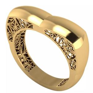 Geometric Gold Ring 3D Model with Filigree Design trt02