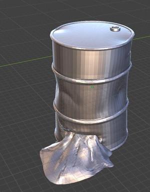 28mm scale oil barrel set, full and dented