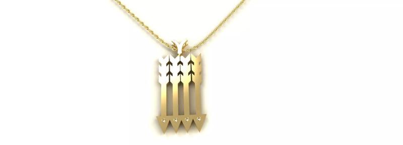 Ladies Flush Set Round Arrow Pendant Gold Silver Jewelry