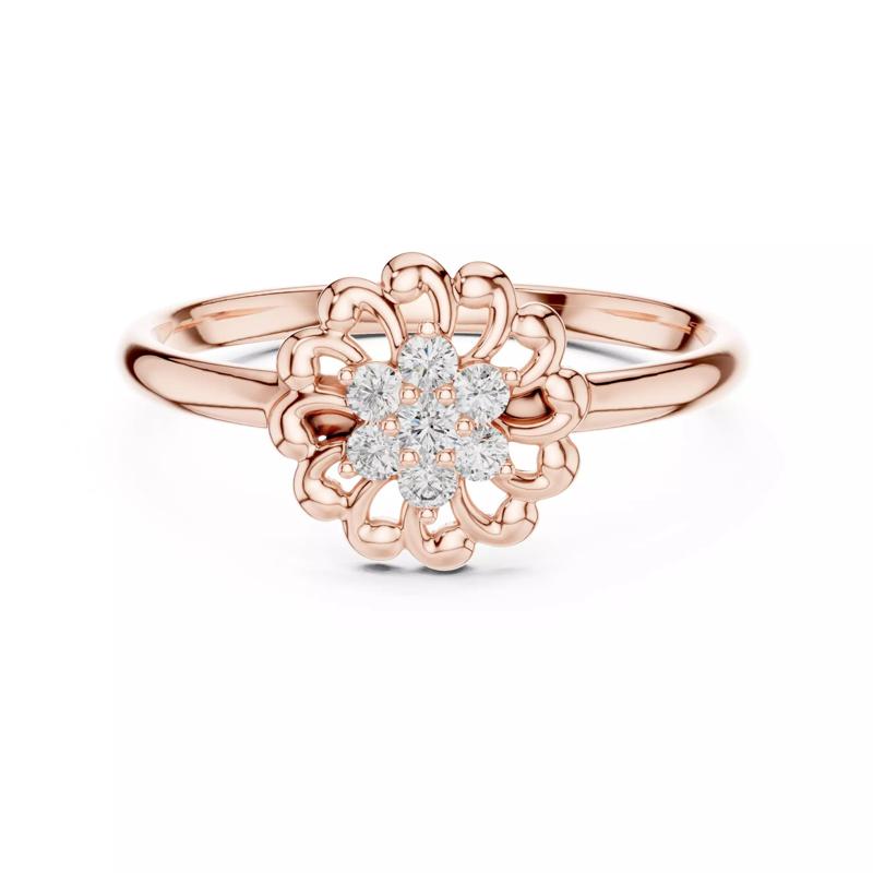 Floral Design Round Cut Diamond Engagement  Ring 3DM STL Video