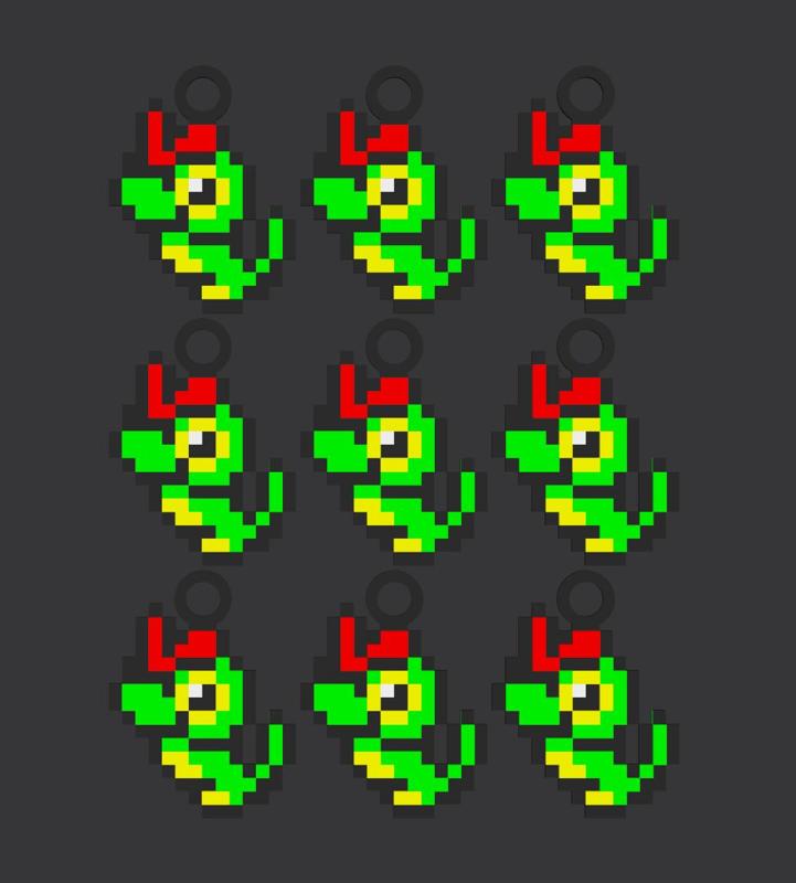 Caterpie pixel art keychain