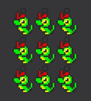 Caterpie pixel art keychain