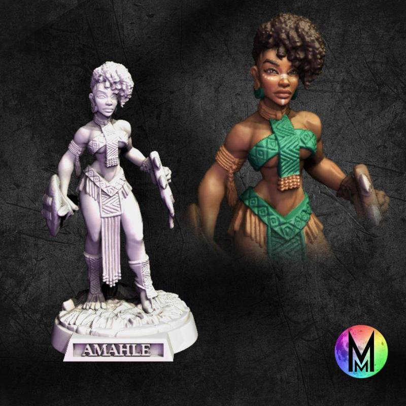 Female Barbarian - Amahle the Barbarian Warrior Woman ( Human Female Barbarian with shield }