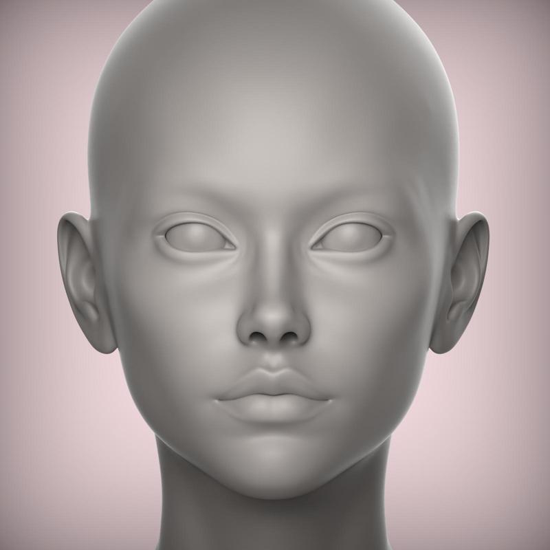 34 3D HEAD FACE FEMALE CHARACTER FEMALE TEENAGER PORTRAIT DOLL BJD LOW-POLY 3D MODEL