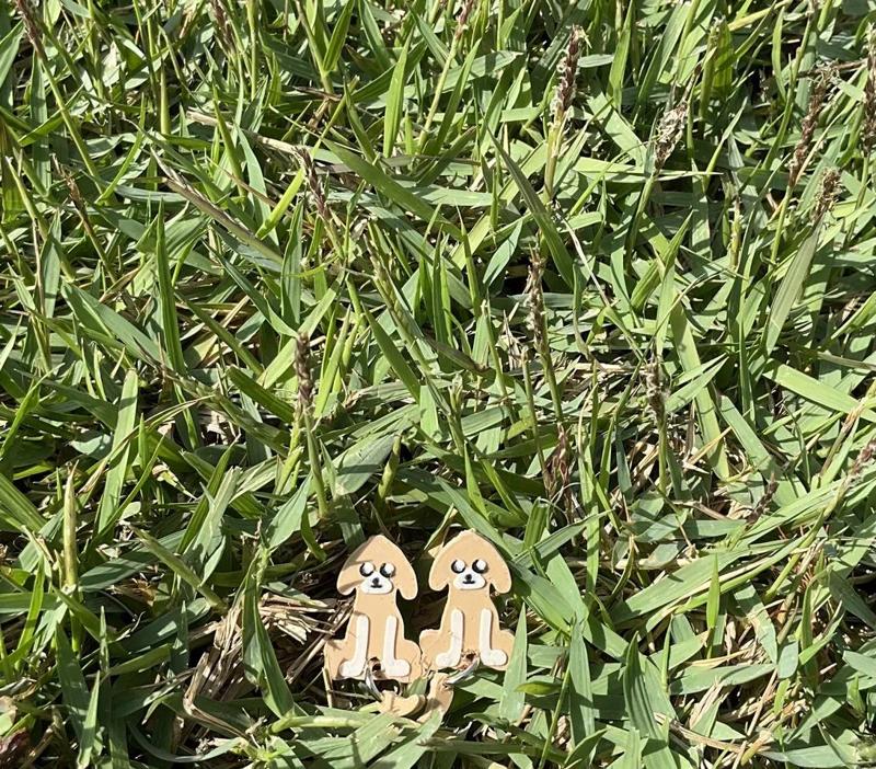 Dog Earrings With Wiggly Tails.   
