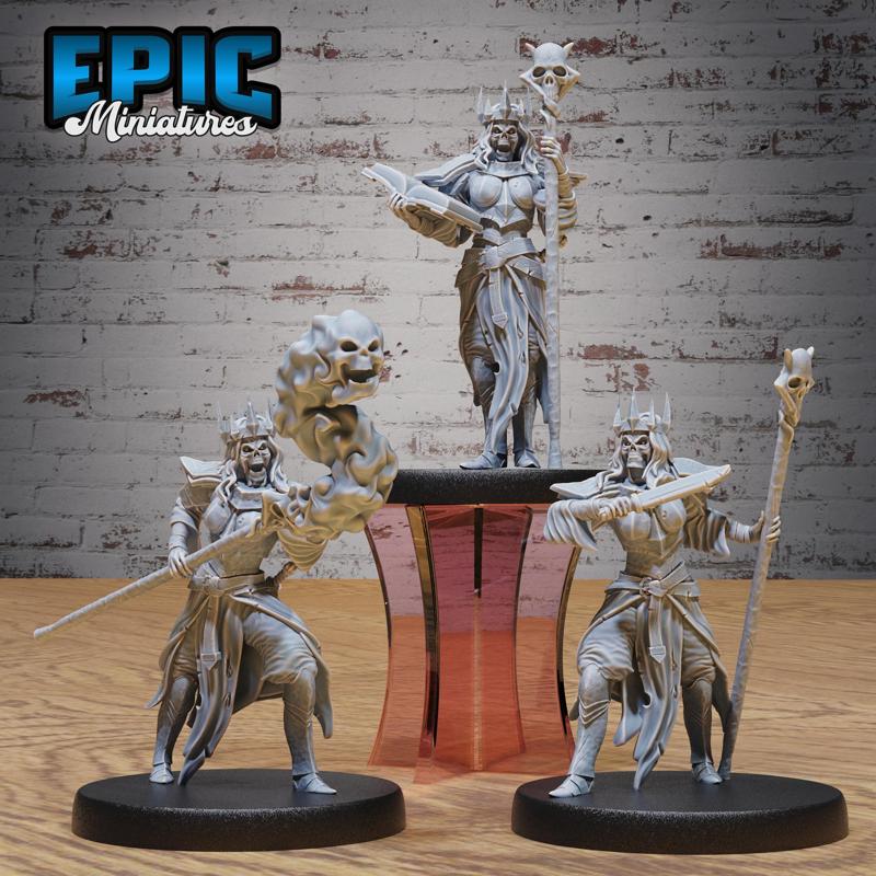 Lich Female Set / Necromancer / Undead Wizard / Evil Ghost / Zombie Sorcerer / Skelet Warrior / Skeleton Army / Graveyard Encounter