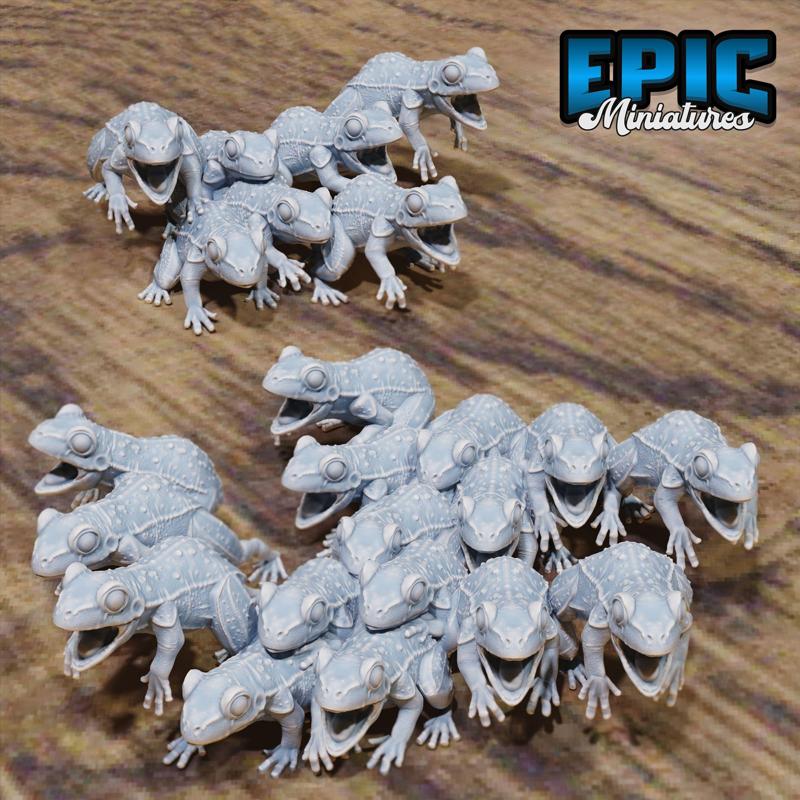 Frog Swarm Set / Toad Creature / Wild Hopping Amphibian / Swamp Beast / Marsh Monster / Forest Encounter