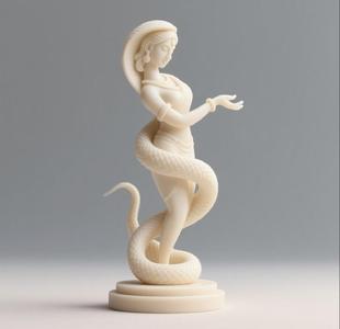 271 Ivory Serpent Dancer - Indian Style Minimalist Statue, character, monster, fantasy, art, sculpture, model, animal, 3d model, statue, creature, low poly, 3d print, collectible, cat, wood, dragon, sword, base, warrior, wild, dog