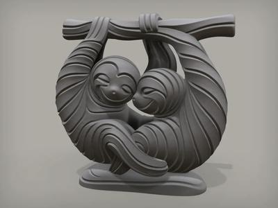 Faultiere, Paar, Skulptur   