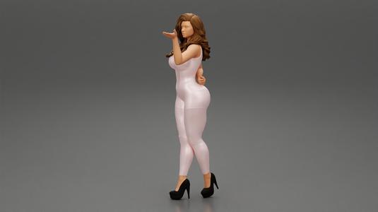 Young Woman With Perfect Body Wearing Bodysuit and high heels 3d print model