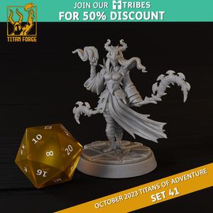 Human Female Warlock - RPG Hero Character D&D 5e - Titans of Adventure Set 41