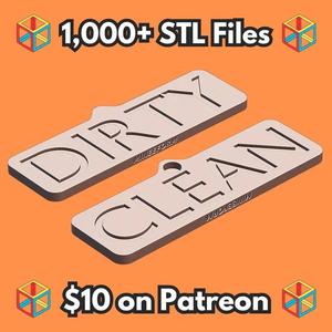 Dishwasher Clean Dirty Sign with 8mm x 2mm Magnet MineeForm FDM 3D Print STL File   