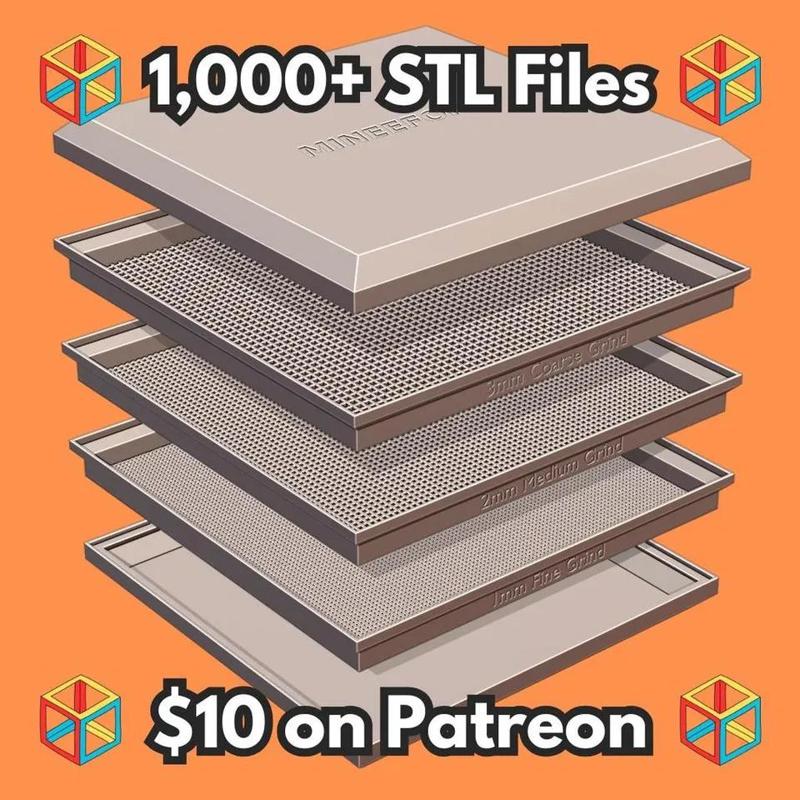 Industrial Sized Herb Grind Particulate Sorter (Coarse Medium Fine) MineeForm FDM 3D Print STL File   