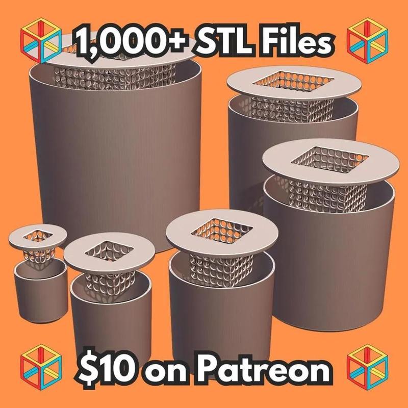 Hydroponic Cylinder Planters Set for Standard Rockwool Cubes MineeForm FDM 3D Print STL File   