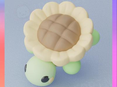 Flexi Turtle Keychain: Sunflower