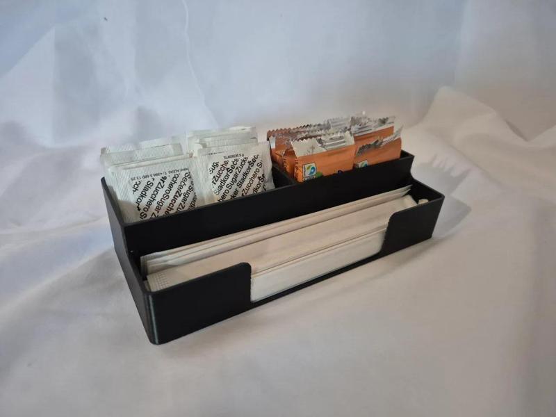 A simple sugar / snack / stirrer holder   