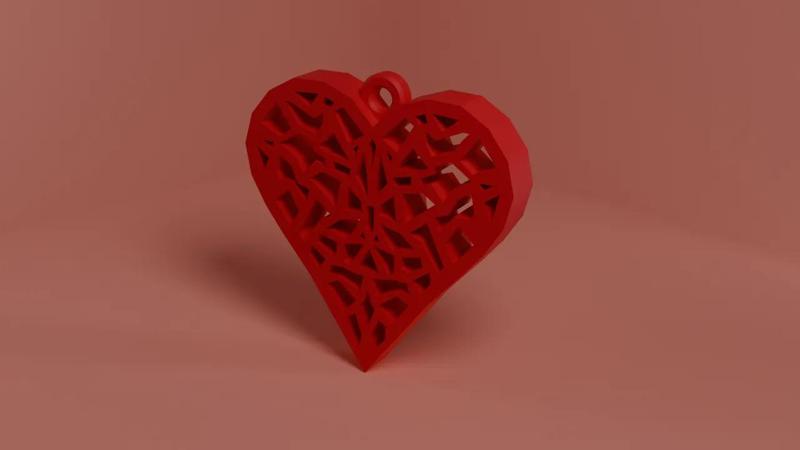 Geometric Heart Keychain   