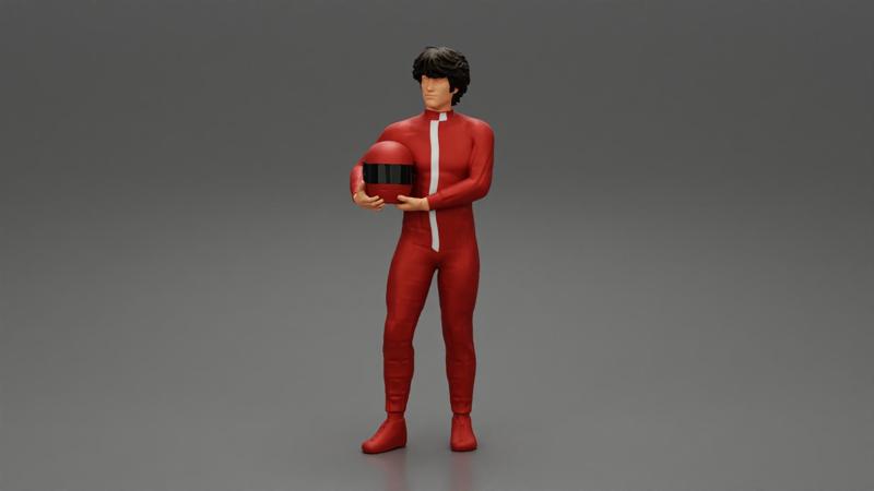 motorbiker holding his helmet with both hands