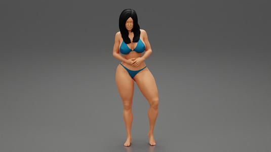 Sexy Girl Bikini Standing Posing Sandy Beach