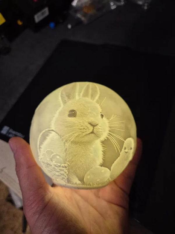 Hase mit Küken Kugel Lithophane Ostern   