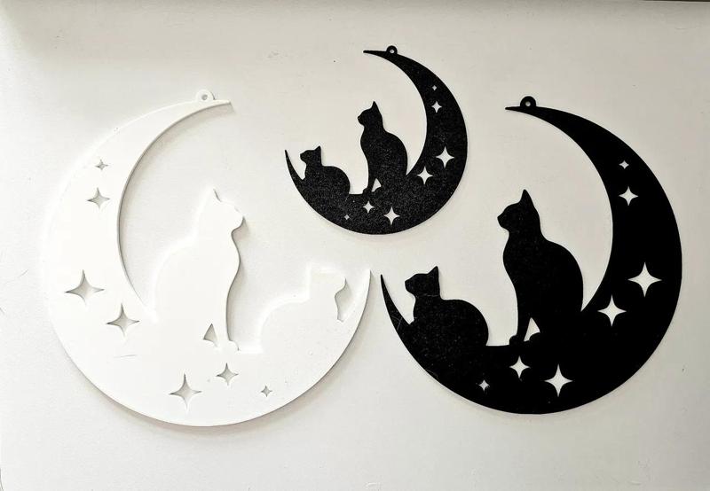 Cats and the moon, window/wall decoration   