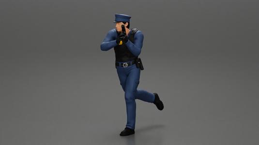 Police Officer running Chasing Criminal On Roadway holding a gun