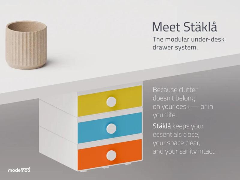 Stäklå – Modular Under-Desk Drawer System   