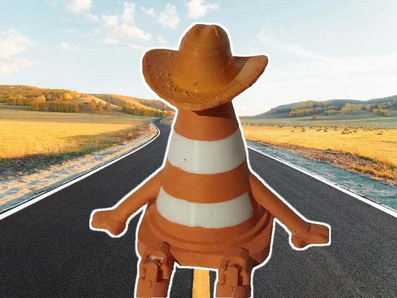 traffic cone buddy cowboy hat   