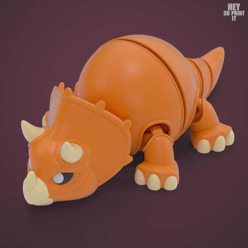 Print‑in‑Place Triceratops – Multicolor Articulated Toy