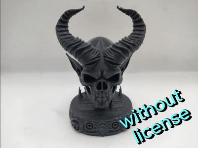 Dark Elf Skull with Demon Horns – Fantasy Bust   