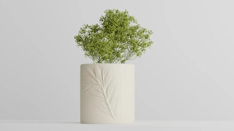 White Leaf Vase   