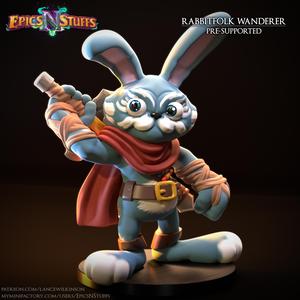 Rabbitfolk Wanderer Miniature, Pre-Supported