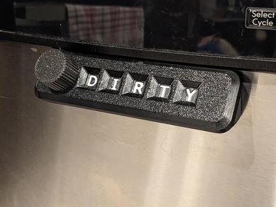 Larger Knob and Angled Backplate for Dishwasher Sign.