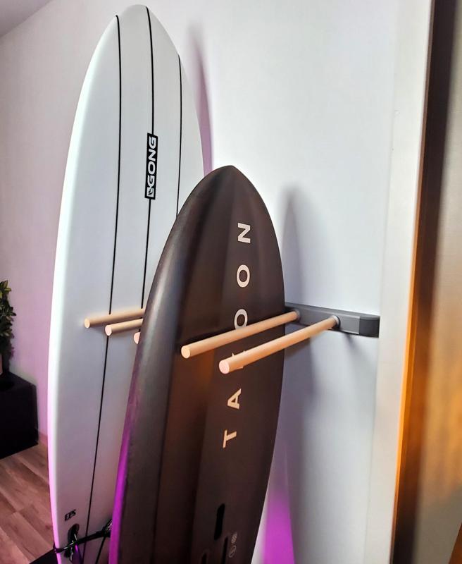 Modular board rack (surf, SUP, wing, ski and more) wall mounted 