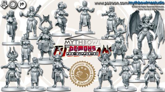 Demons Team 16 miniatures Fantasy Football 32mm PRE-SUPPORTED