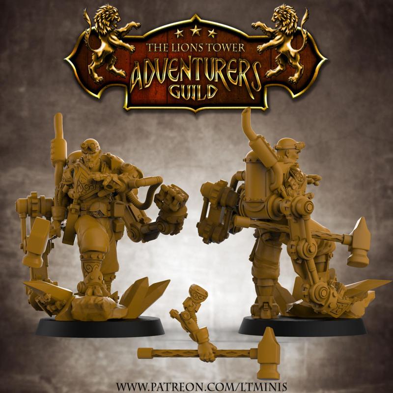 Adventurers Guild - LEVEL UP! Artificer Male (32mm scale modular Miniature) - set of 3 figures
