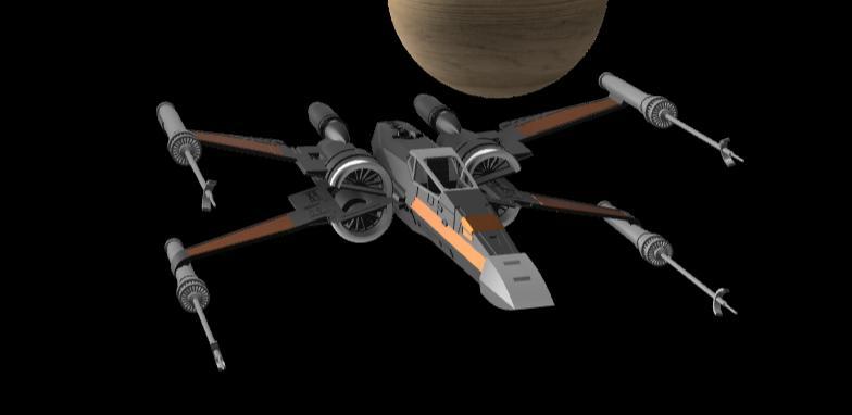 Poe Dameron's black one t-70 X-wing separated by color