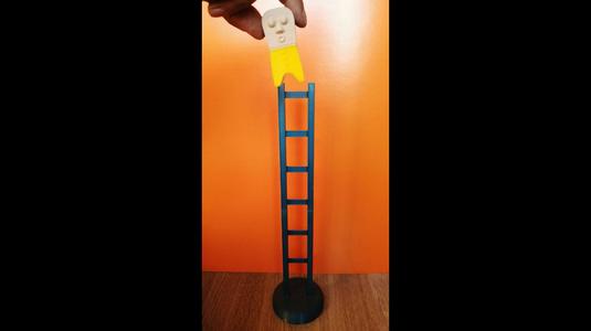 man falling down stair