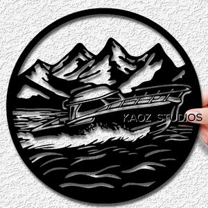 mountain lake wall art boat wall decor fishing decoation