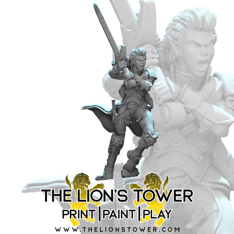 Avelira Ulafir - Female Half Elf Fighter (32mm scale presupported miniature)