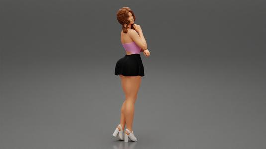Attractive Sexy Young Woman Wearing Mini Skirt and heels