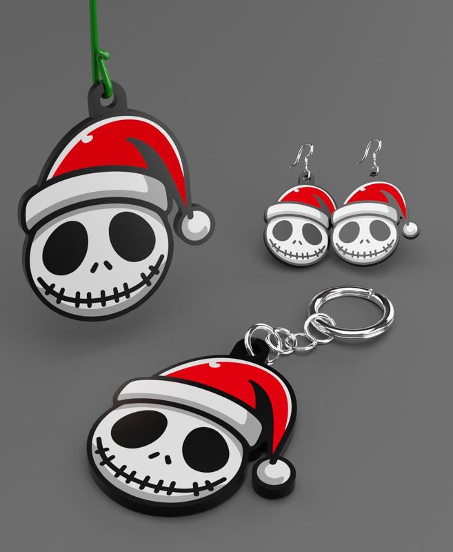 Santa Skellington Ornament / Keychain / Earring 